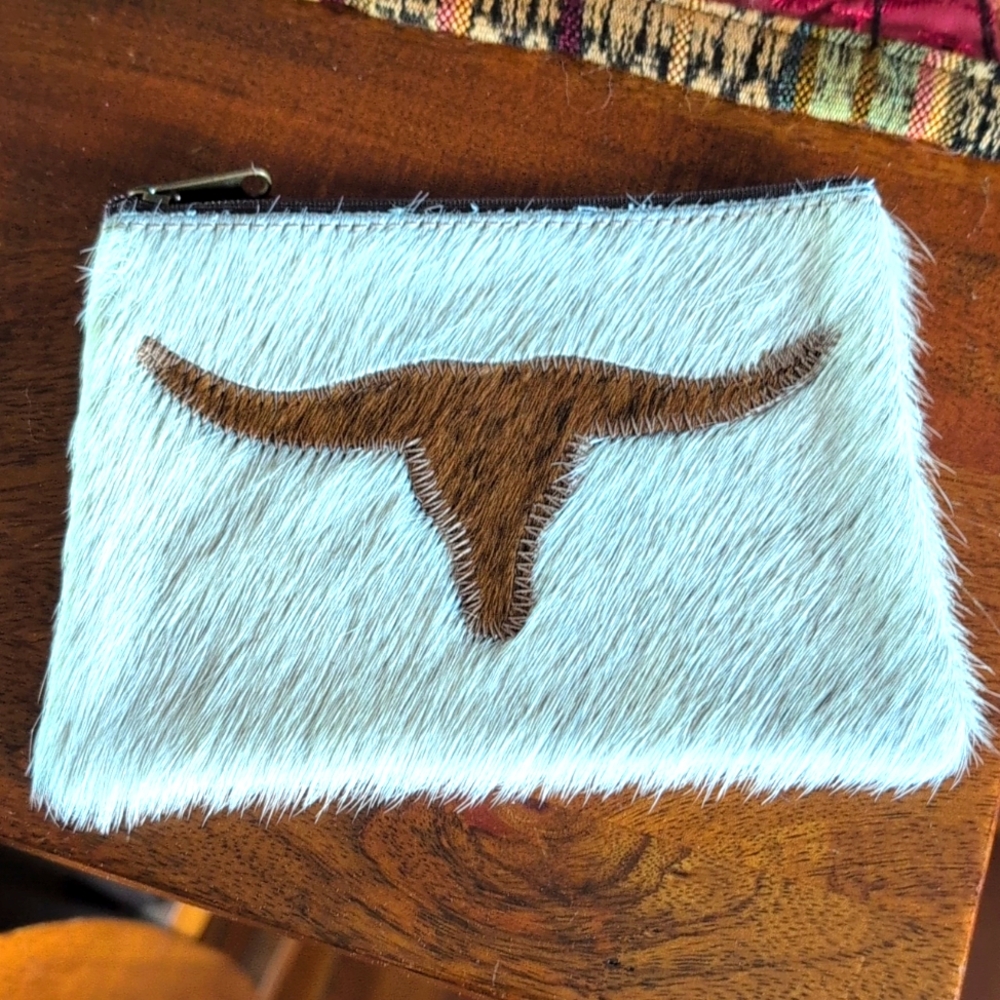 Calf hair/leather coin purse